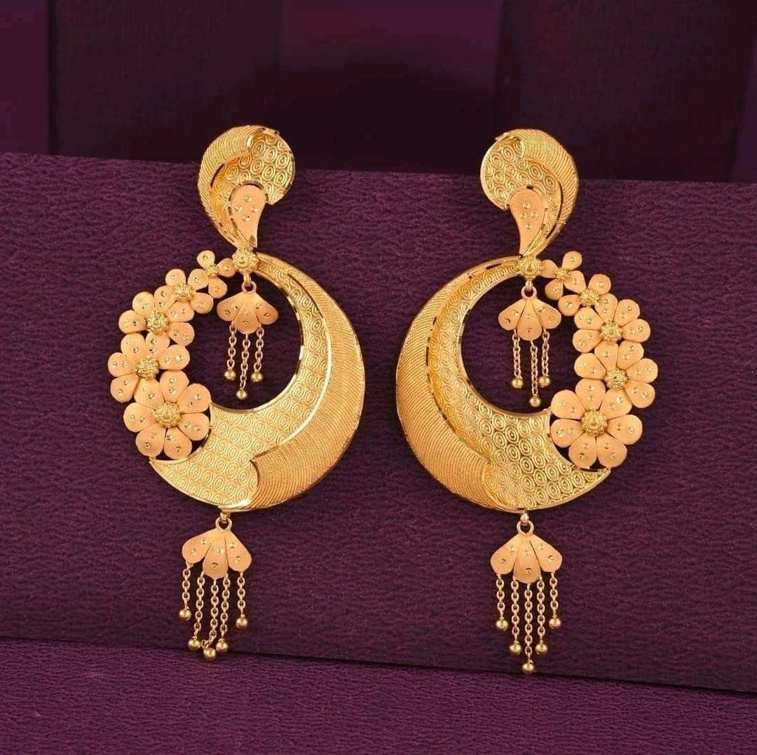 Designer Floral 22K Gold Earrings