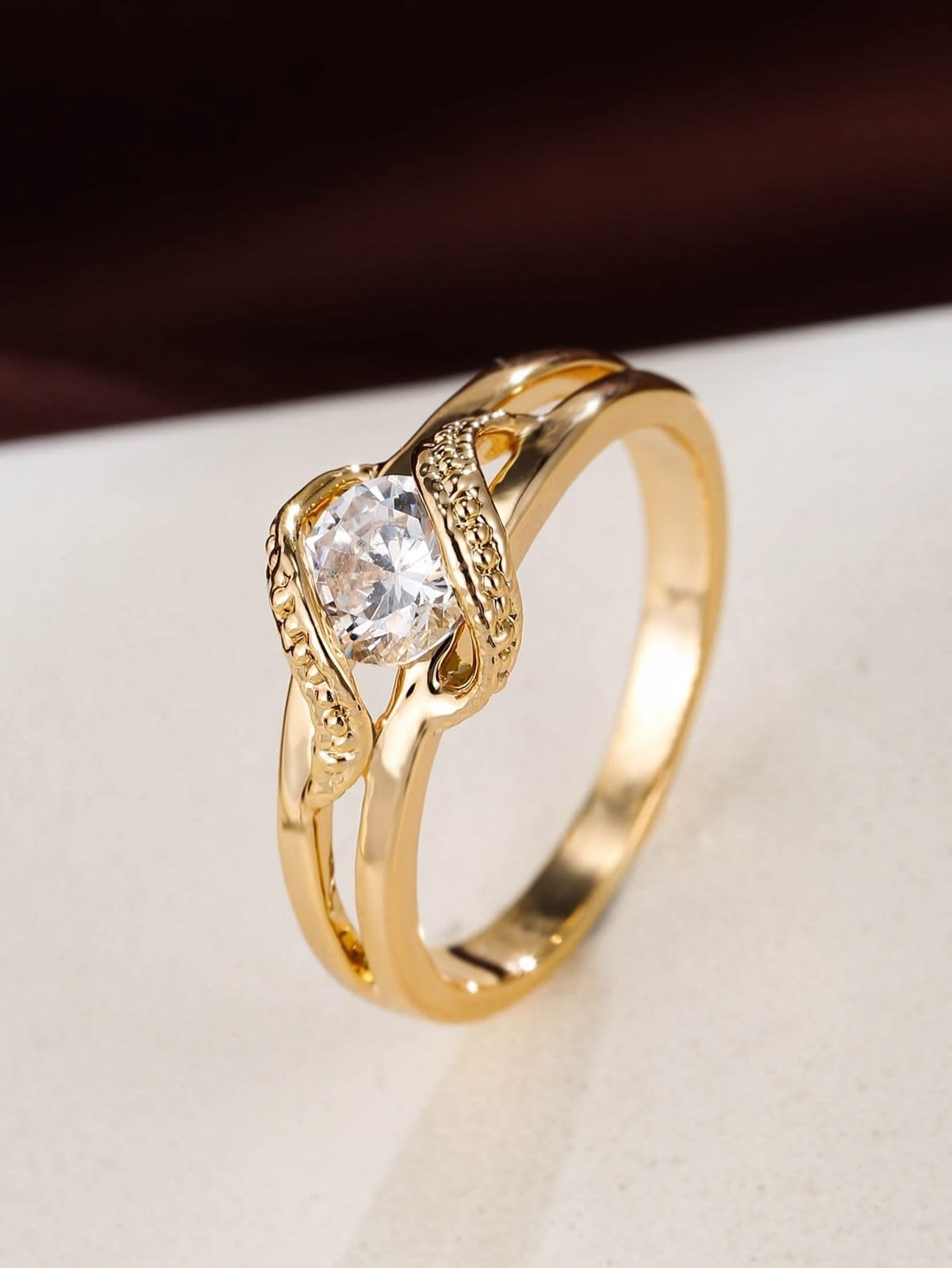 18K Gold Solitaire Diamond Ring