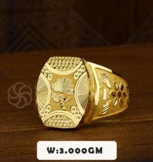 Men's Gold Om Engraved Statement Ring