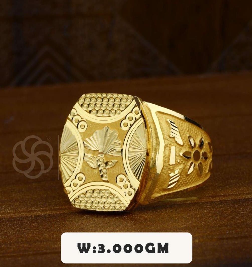 Men's Gold Om Engraved Statement Ring