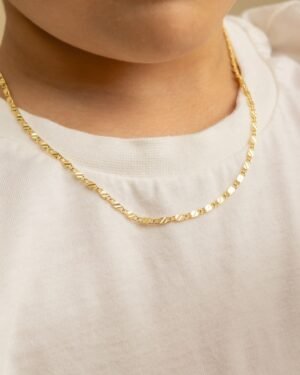 Gold Diamond-Cut Mariner Link Chain Necklace for Kids