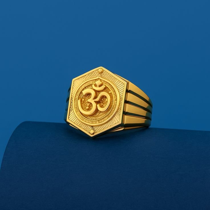 Traditional Om Motif Gold Ring