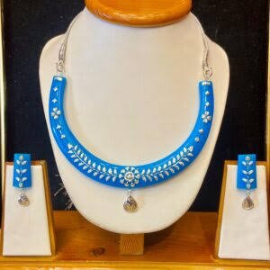 Silver Pola Necklace Set (Sky Blue)