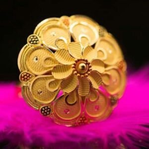 Traditional Gold-Toned Floral Statement Ring